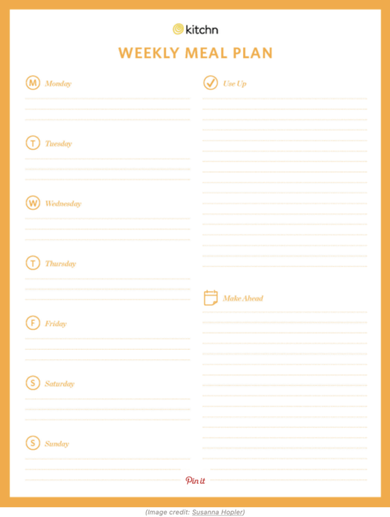 Custom weekly meal planning templates