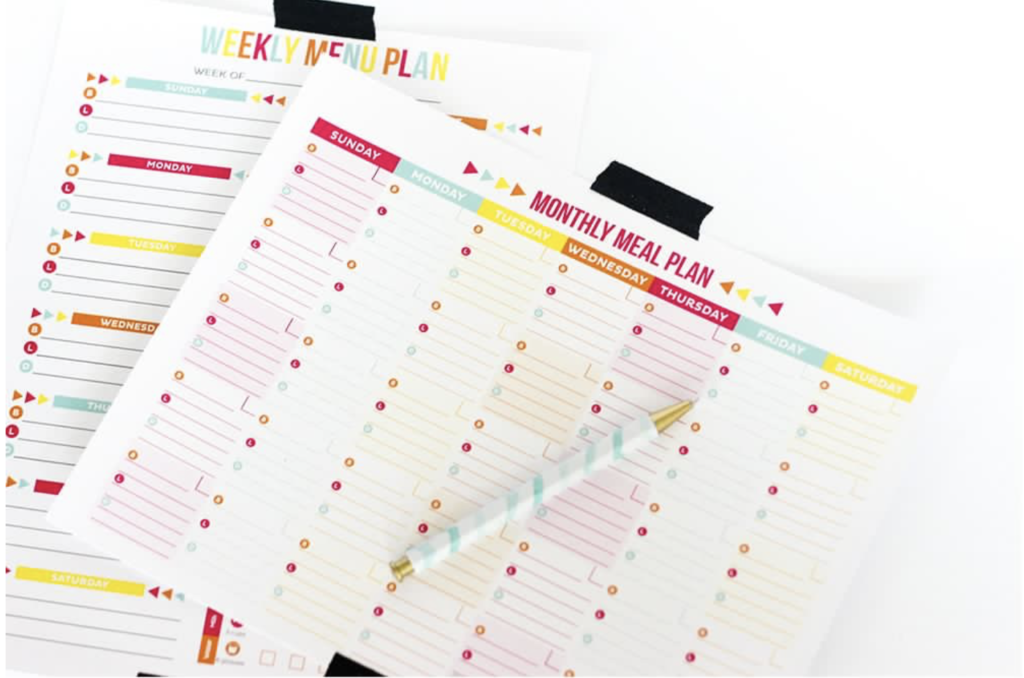 Monthly Meal plan printable- Family meals